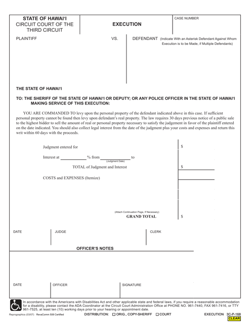 Form 3C-P-168 Execution - Hawaii