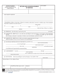 Form 3C-P-144 &quot;Return and Acknowledgment of Service&quot; - Hawaii