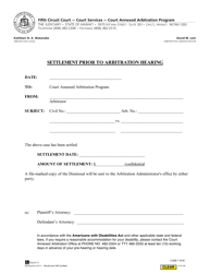 Document preview: Form 5C-P-239 Settlement Prior to Arbitration Hearing - Hawaii