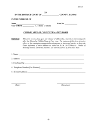 Document preview: Form 258 Child in Need of Care Information Form - Kansas