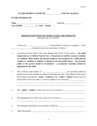 Form 259 Request for Notice by Publication and Affidavit - Kansas