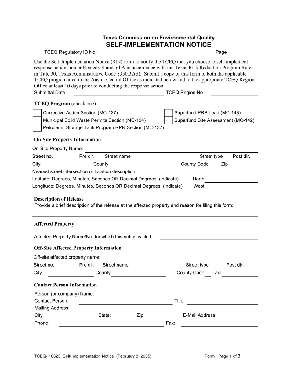 Form TCEQ-10323 Self-implementation Notice - Texas, Page 7