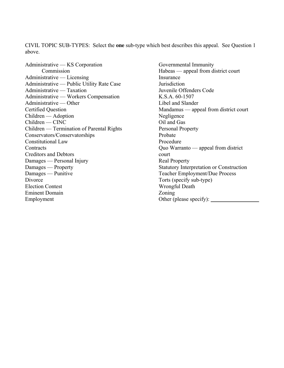 Docketing Statement - Civil Appeal - Kansas, Page 4