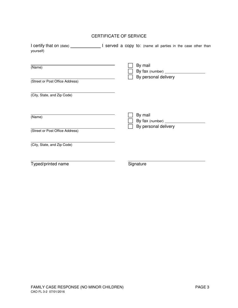 Form CAO FL3-2 Family Case Response (No Children) - Idaho, Page 3