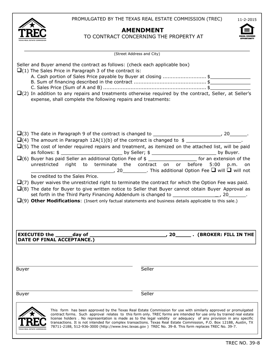 trec assignment of contract form