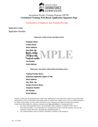 Incumbent Worker Training Program (Iwtp) Customized Training Web-Based Application Signature Page - Louisiana