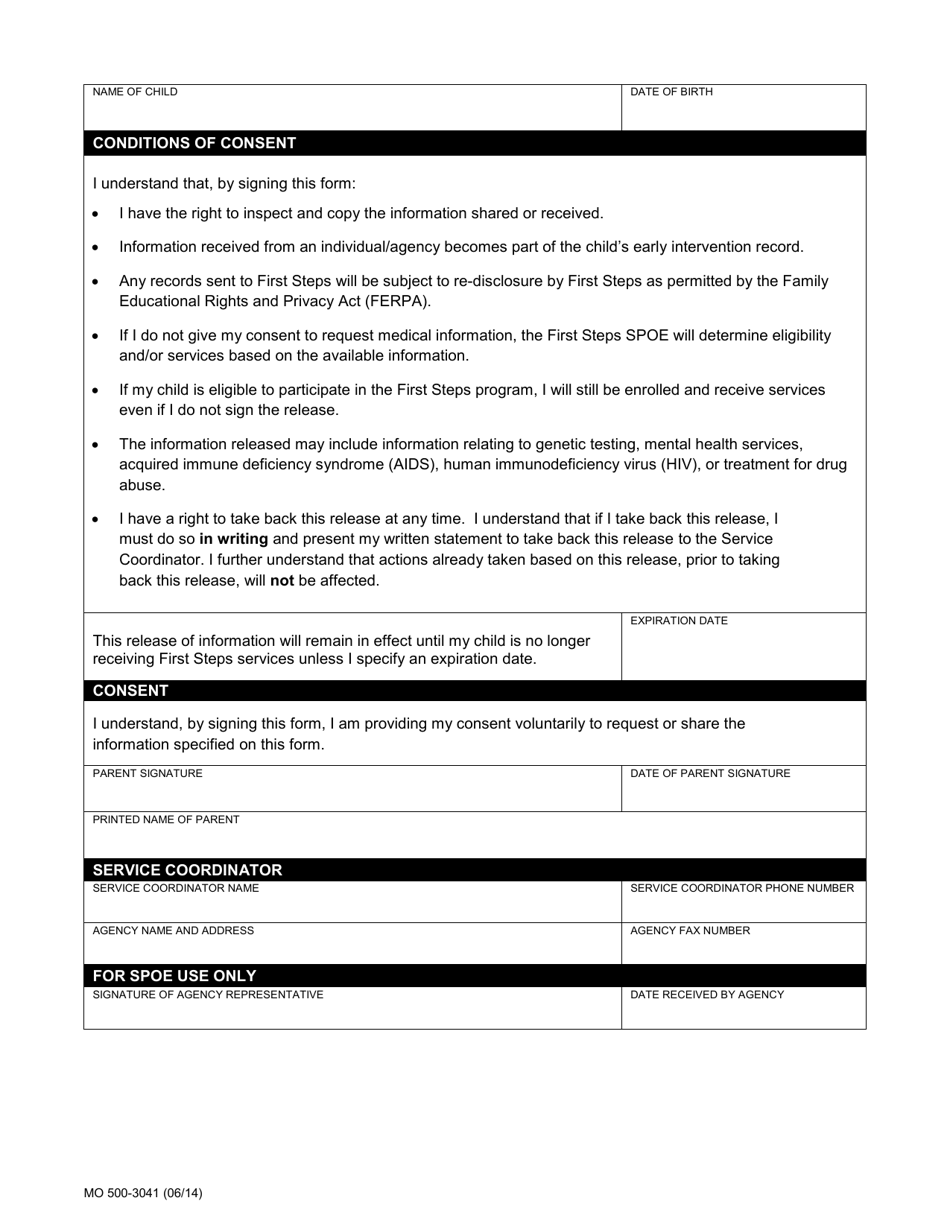 Form MO500-3041 Release of Information - Missouri, Page 2