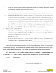 Form 3F-P-303 Temporary Restraining Order - Hawaii, Page 3
