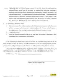 Form 3F-P-306 Temporary Restraining Order - Hawaii, Page 3