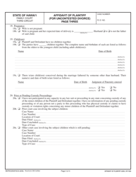 Form 3F-P-263 Affidavit of Plaintiff (Uncontested Divorce) - Hawaii, Page 3