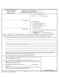 Document preview: Form 3F-P-311 Motion & Affidavit for Pre-decree Relief - Hawaii