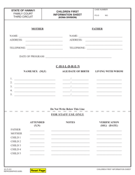 Document preview: Form 3C-P-231 Children First Information Sheet - Hawaii