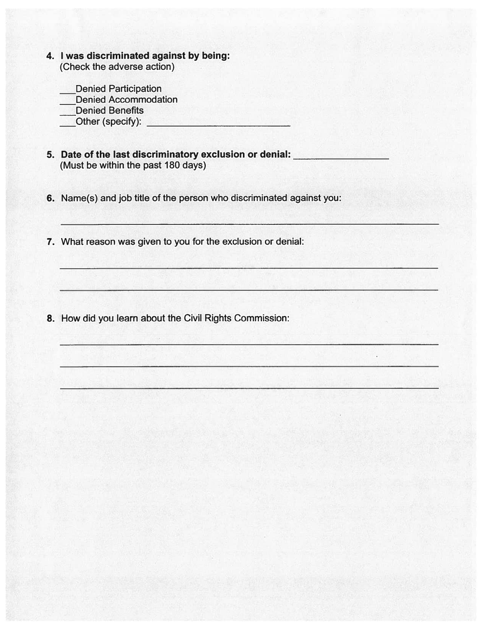 Pre-complaint Questionnaire - Access to State / Funded Services - Hawaii, Page 4