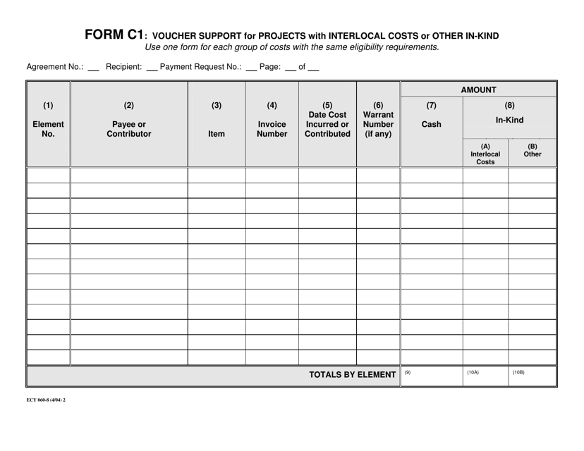Form C1 (ECY060-8)  Printable Pdf