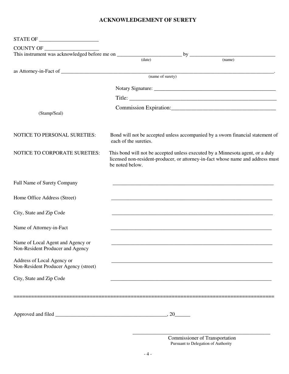 Payment and Performance Bond for State Highway Construction and Maintenance Projects - Minnesota, Page 4