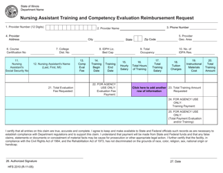 Document preview: Form HFS2310 Nursing Assistant Training and Competency Evaluation Reimbursement Request - Illinois