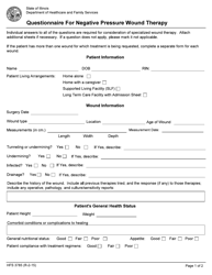 Form HFS3785 &quot;Questionnaire for Negative Pressure Wound Therapy&quot; - Illinois