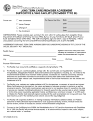 Form HFS1432B Long Term Care Provider Agreement Supportive Living Facility (Provider Type 28) - Illinois