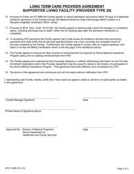 Form HFS1432B Long Term Care Provider Agreement Supportive Living Facility (Provider Type 28) - Illinois, Page 3