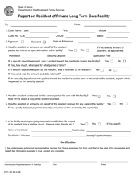 Form HFS26 Report on Resident of Private Long Term Care Facility - Illinois