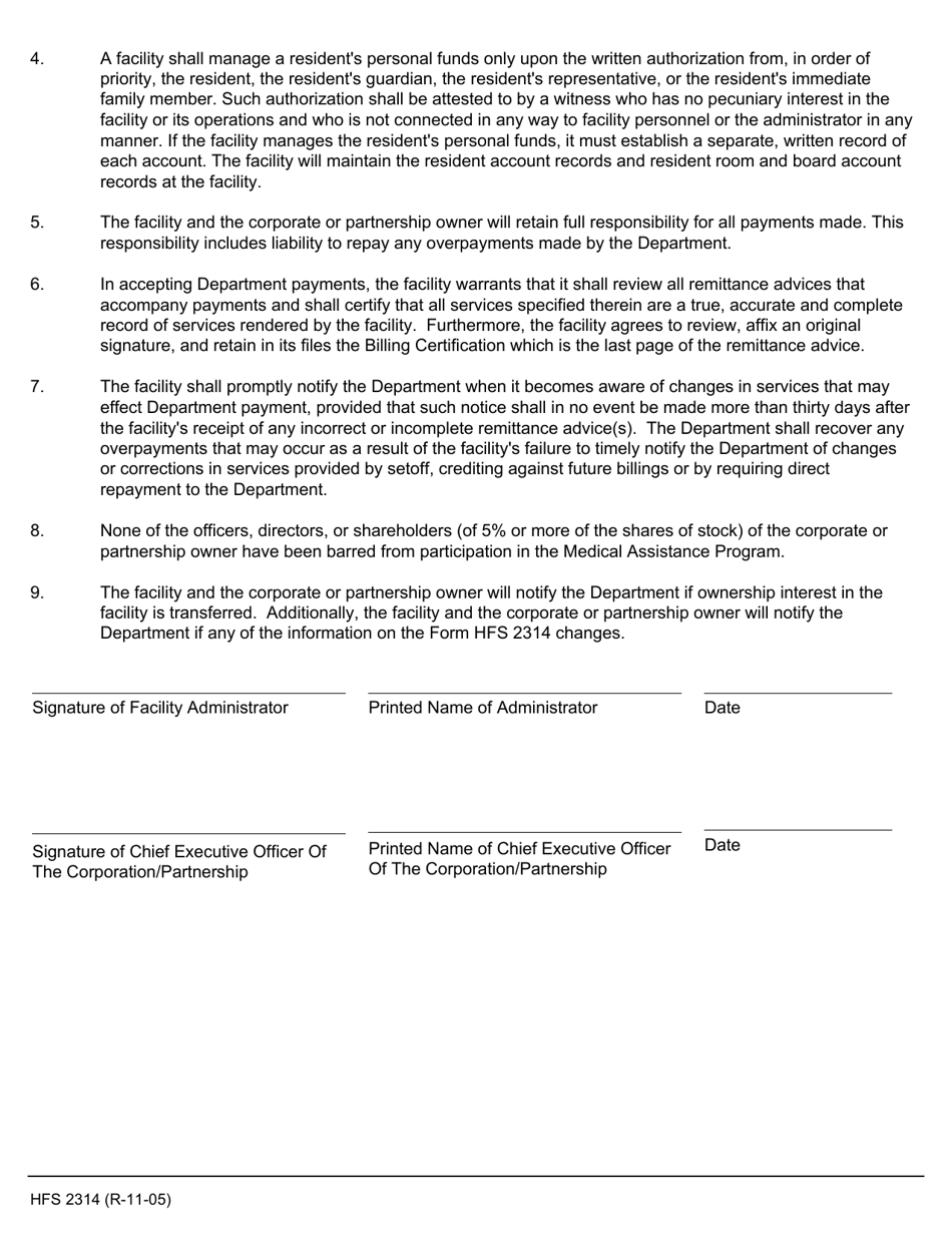 Form HFS2314 Payment to Corporate Owners / Assurance - Illinois, Page 2