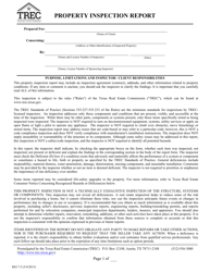 Document preview: TREC Form REI7-5 Property Inspection Report - Texas