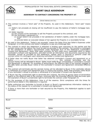 Document preview: TREC Form 45-1 Short Sale Addendum - Texas