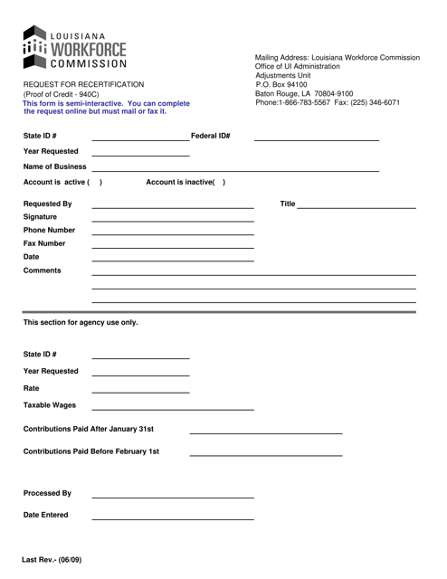 Request for Recertification - Louisiana Download Pdf