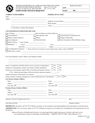 Form MODES-9 &quot;Employer Change Request&quot; - Missouri