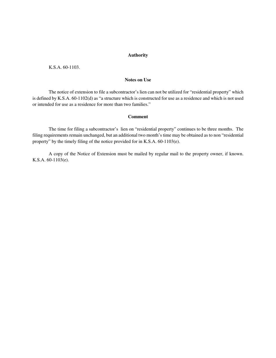Notice of Extension to File Lien - Kansas, Page 2