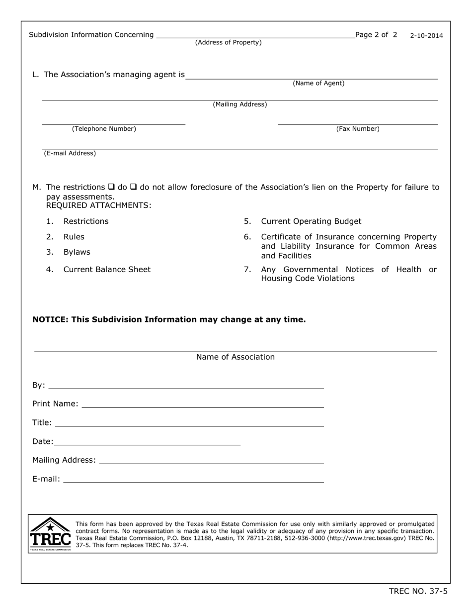 TREC Form 375 Fill Out, Sign Online and Download Fillable PDF, Texas
