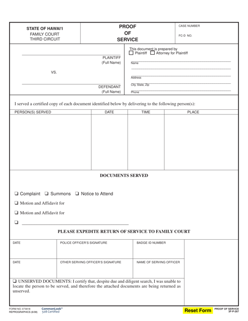 Form 3F-P-267 (073918) Proof of Service - Hawaii