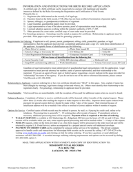 Form 522 Application for Certified Mississippi Birth Certificate - Mississippi, Page 2