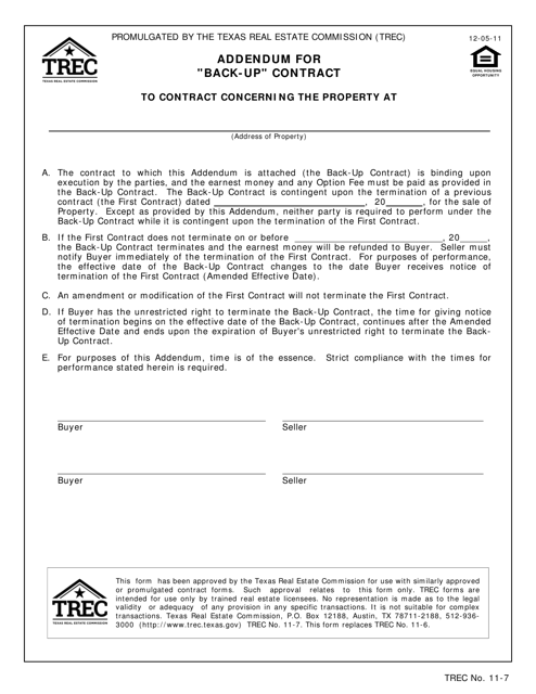 TREC Form 11-7  Printable Pdf