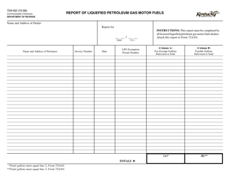 Document preview: Form 72A162 Report of Liquefied Petroleum Gas Motor Fuels - Kentucky