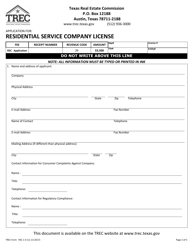 TREC Form RSC1-4 Application for Residential Service Company License - Texas, Page 2