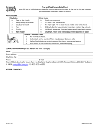 Document preview: DNR Form 542-0447 Frog and Toad Survey Data Sheet - Iowa