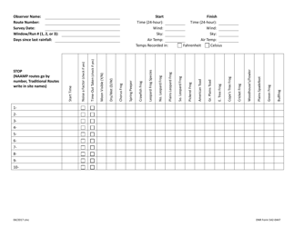 DNR Form 542-0447 Frog and Toad Survey Data Sheet - Iowa, Page 2
