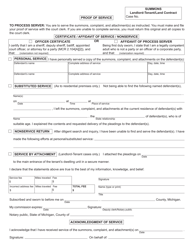 Form DC104 Summons Landlord-Tenant/Land Contract - Michigan, Page 3