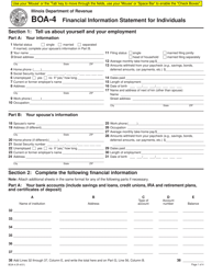 Document preview: Form BOA-4 Financial Information Statement for Individuals - Illinois