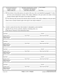 Form 1F-P-996 Motion for Relief After Judgment or Order and Declaration - Hawaii, Page 3