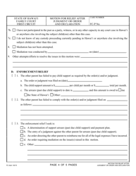 Form 1F-P-996 Motion for Relief After Judgment or Order and Declaration - Hawaii, Page 4