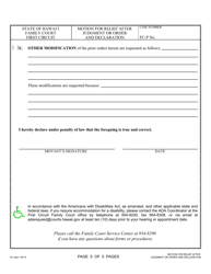 Form 1F-P-996 Motion for Relief After Judgment or Order and Declaration - Hawaii, Page 5