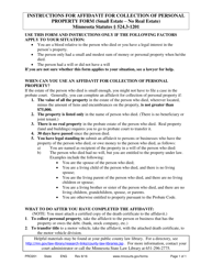Document preview: Instructions for Form PRO202 Affidavit for Collection of Personal Property (Small Estate - No Real Estate) - Minnesota
