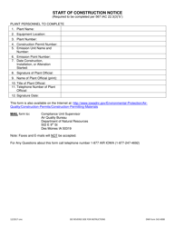 Document preview: DNR Form 542-4008 Start of Construction Notice - Iowa