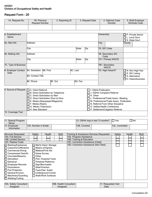 Form 20 Request Form - Hawaii