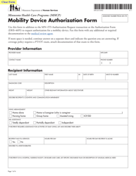 Document preview: Form DHS-4315-ENG Mobility Device Authorization Form - Minnesota