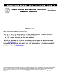 Document preview: Form PS31205 Ignition Interlock Device Program Employment Exemption Application - Minnesota