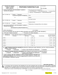 Form 1F-P-846 Proposed Parenting Plan - Hawaii