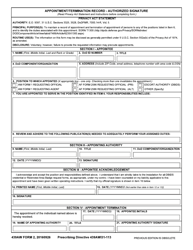 439 AW Form 2 Appointment/Termination Record - Authorized Signature
